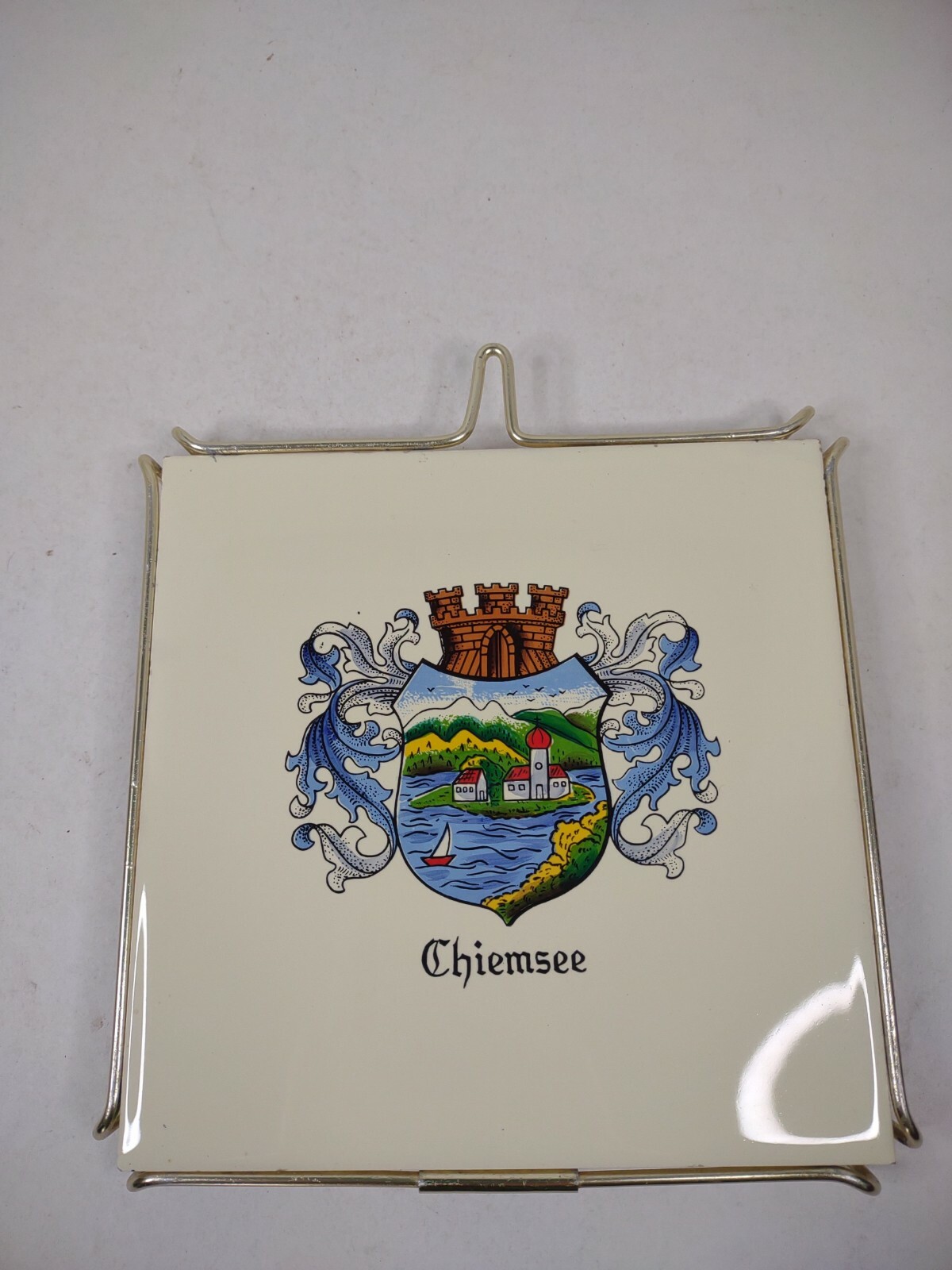 VTG Chiemsee Ceramic Tile Coat Of Arms 6x 6x .5" Mandarbeit A. Wilhelm Germany