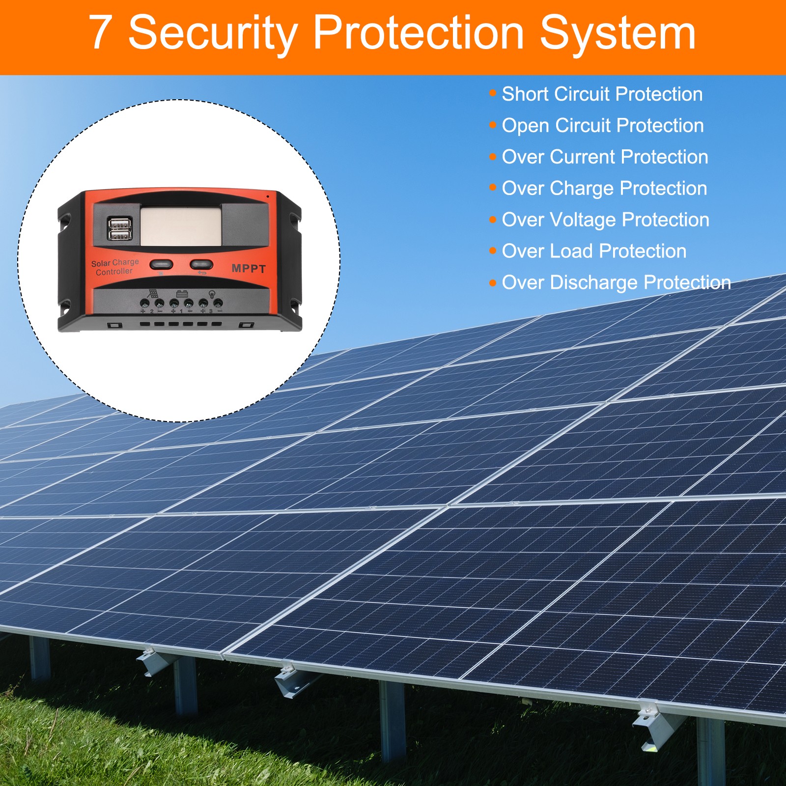 60A MPPT Solar Charge Controller Solar Panel Charger 12V 24V Auto Adaptation