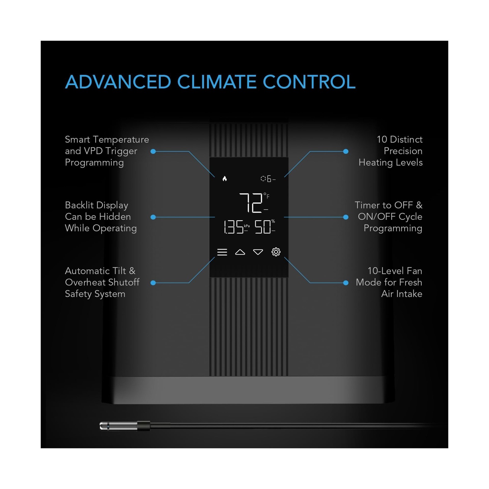 AC Infinity THERMOFORGE T3, Environmental Grow Tent Heater with VPD Temperatu...