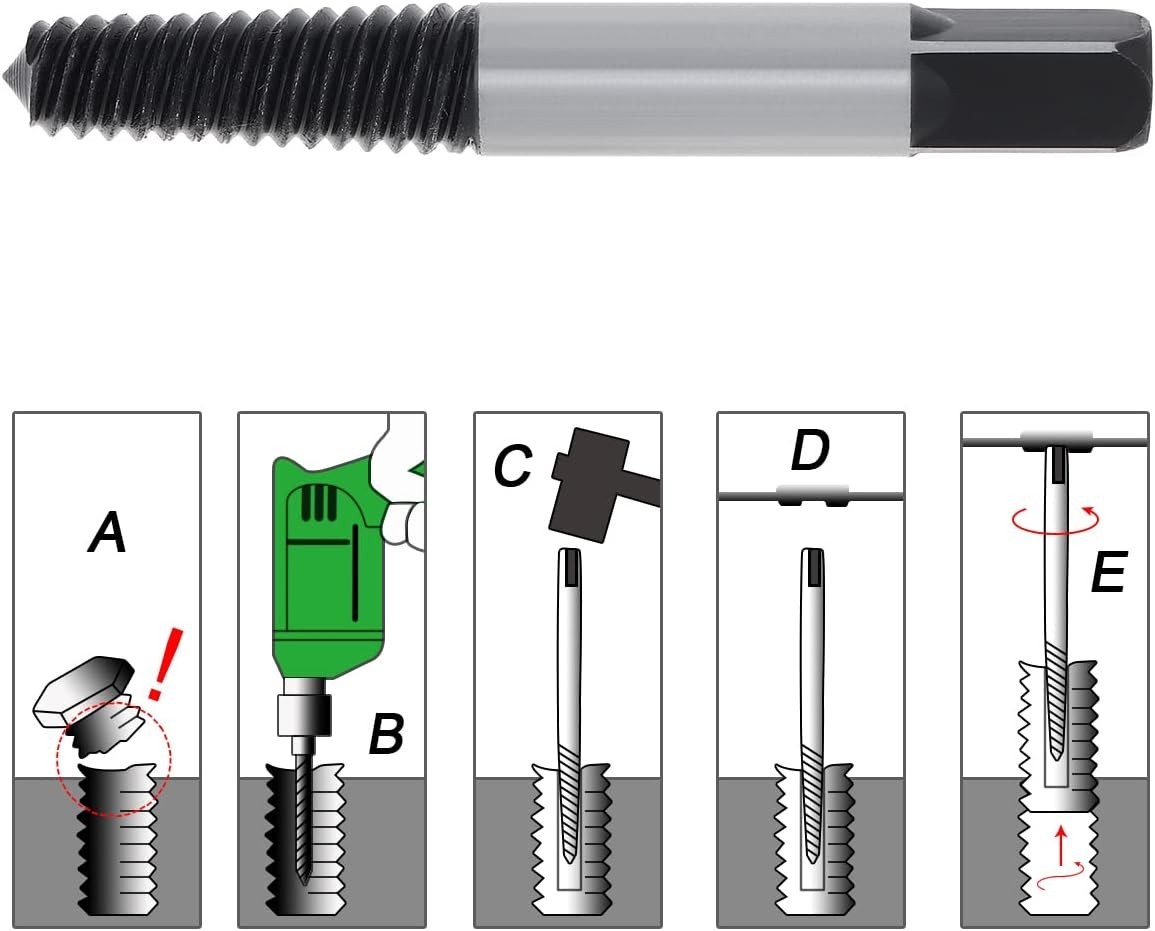 Versatile 5-Piece Screw Extractor Set - Quick Solution for Broken Bolt Removal