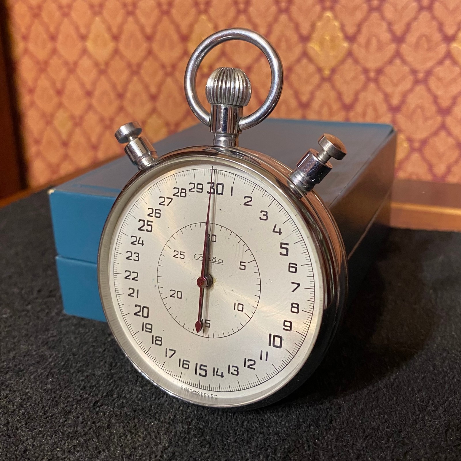 Sports chronometer USSR, Vintage mechanical stopwatch "Slava"