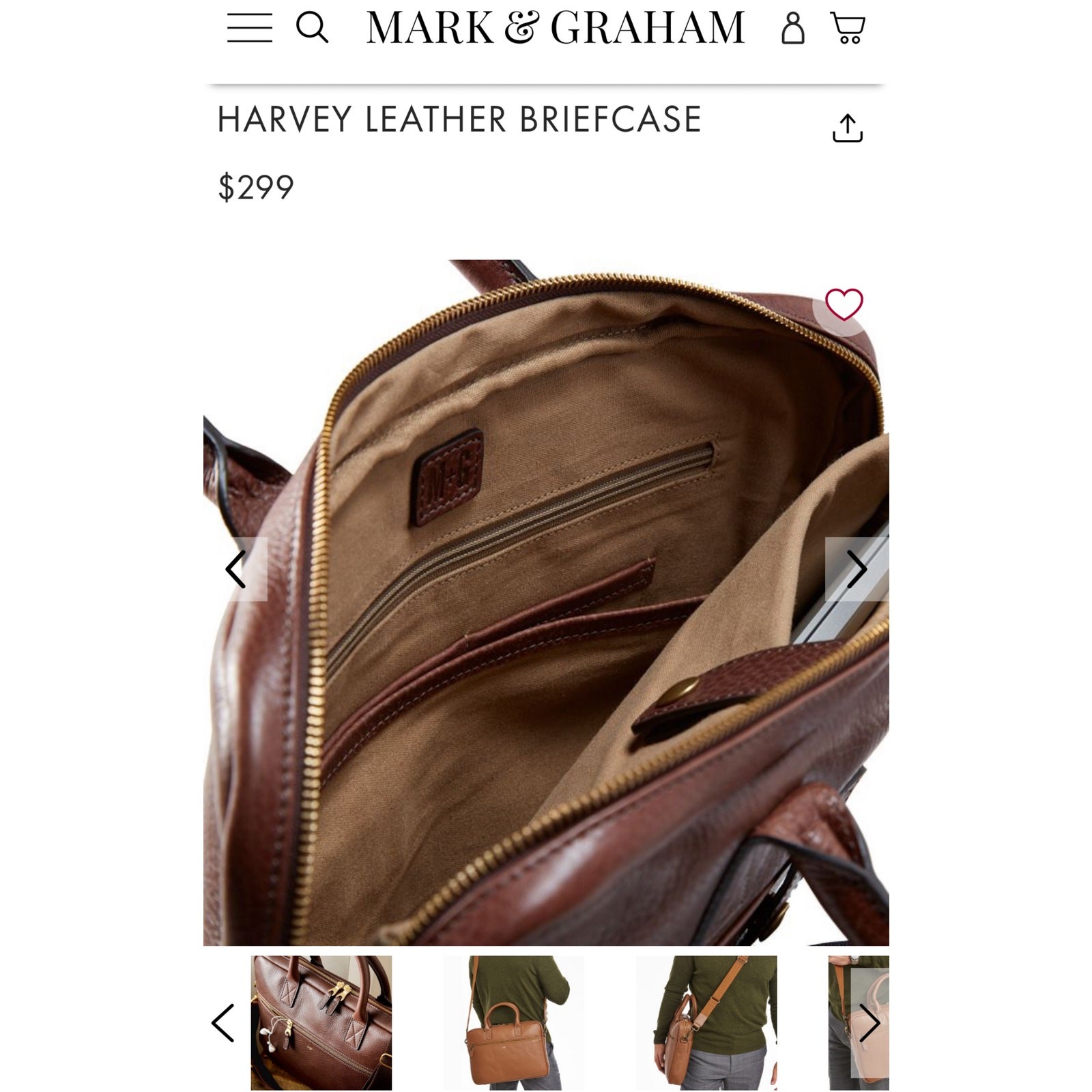 Mark & Graham 13”x17”x2” Harvey Leather Briefcase