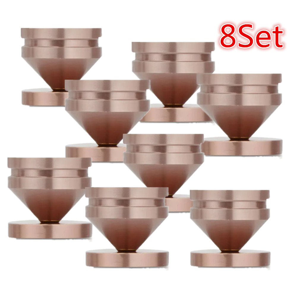 8Set Aluminium Alloy Speaker Copper Tip Spike Cone & Base Pads Isolation Kits