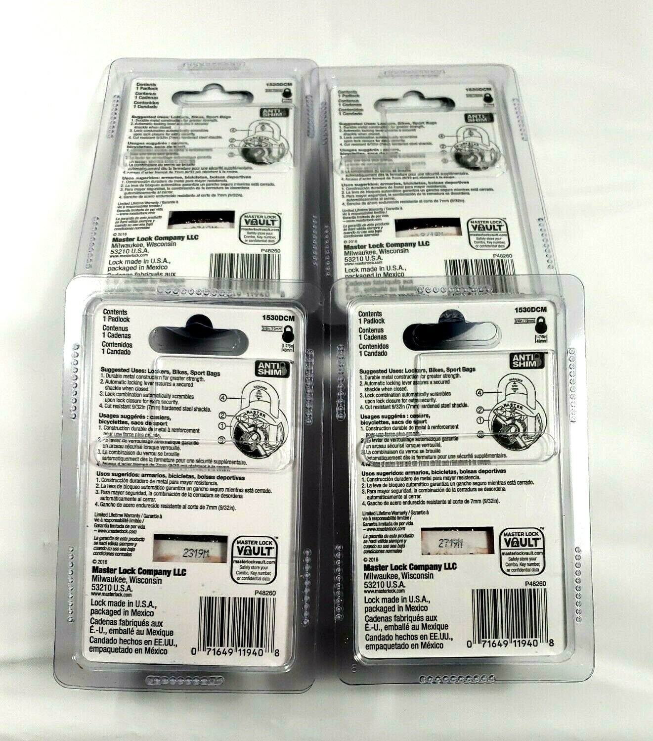 MASTER LOCK Combination Lock 1530DCM BLUE - Lot of 4