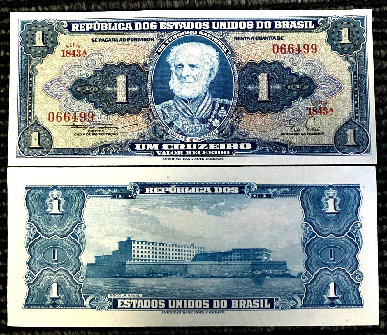 Brazil 1 Cruzeiro 1954–1958 Banknote World Paper Money UNC Currency Bill