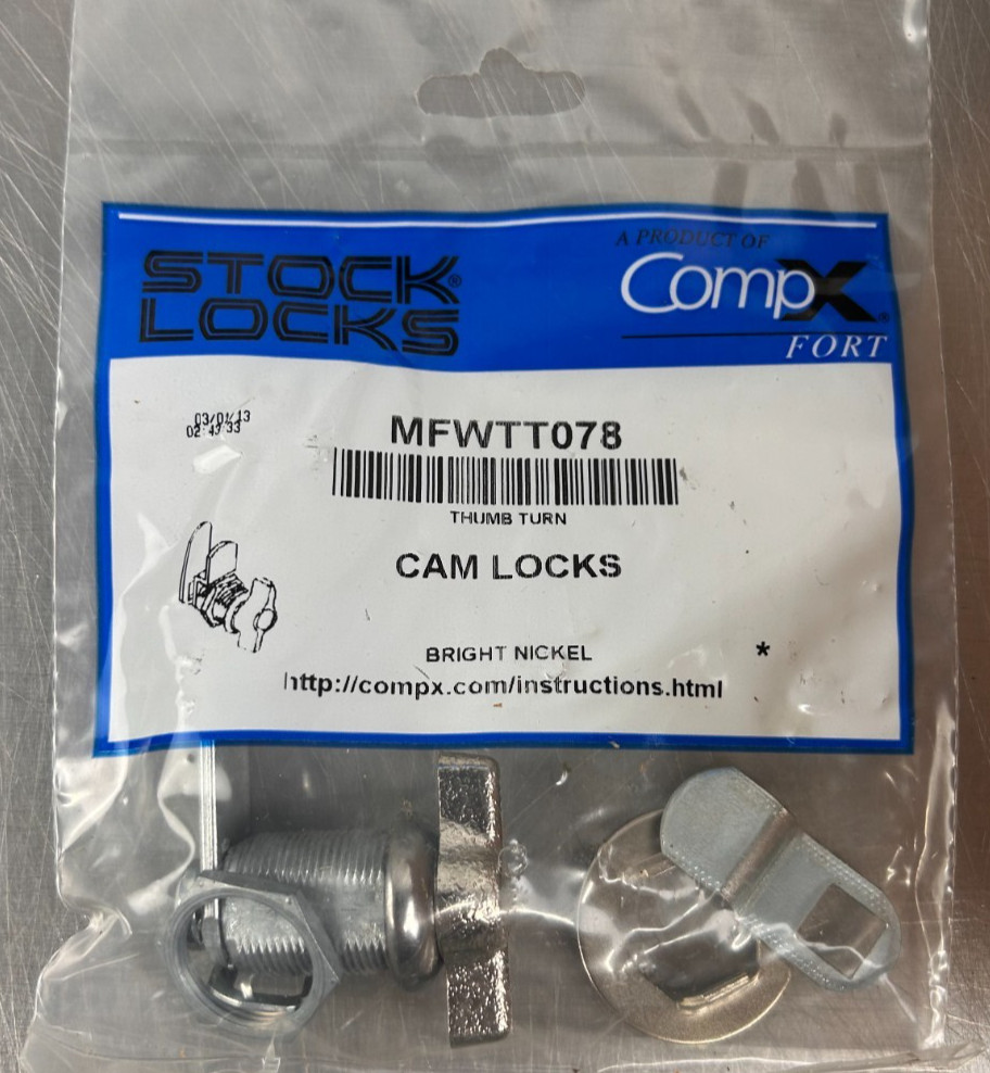 CompX Fort Locks MFWTT078 Thumb Turn Cam Locks Bright Nickel Stainless Steel