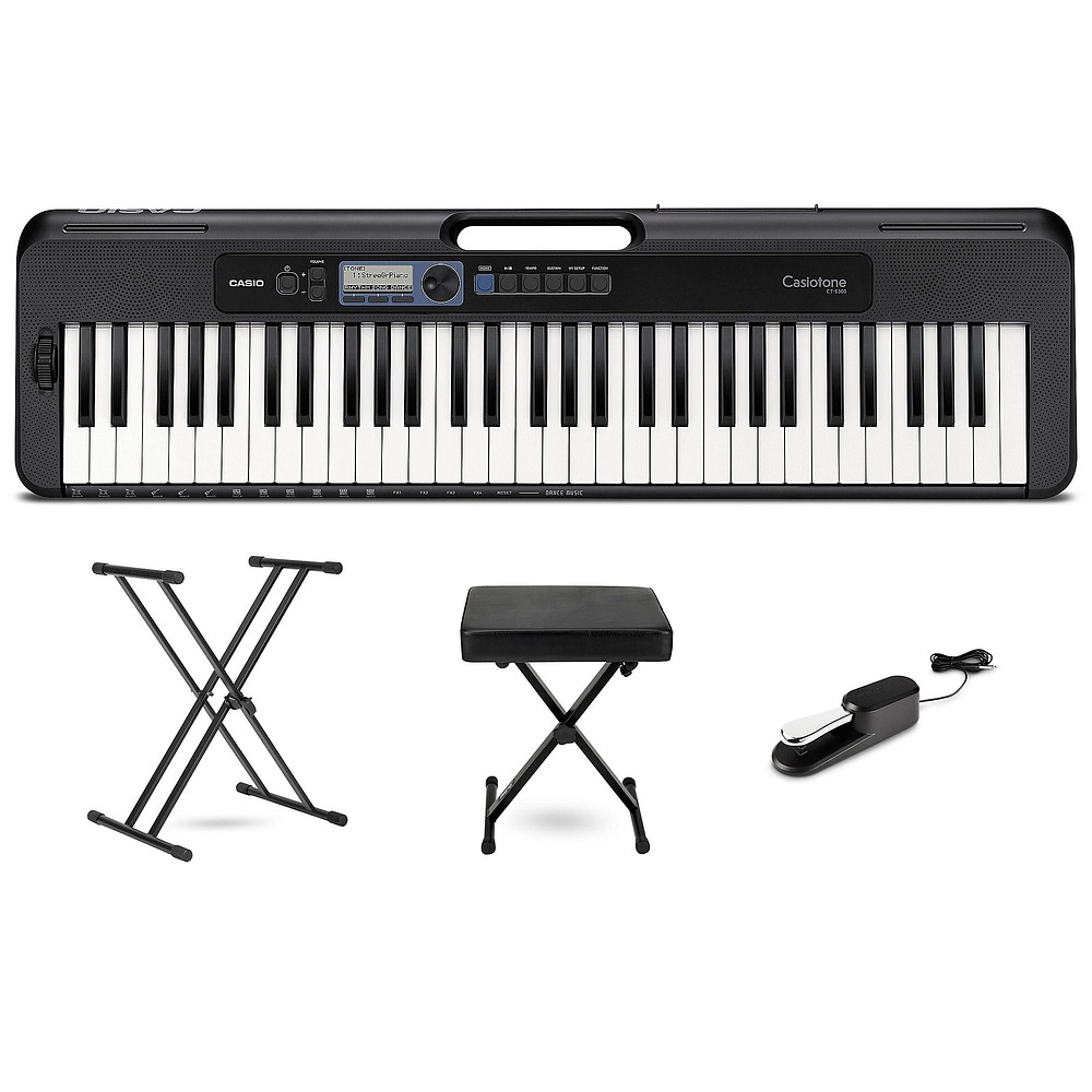 Casio Casiotone CTS300 61Key Digital Keyboard Essentials Bundle Blue