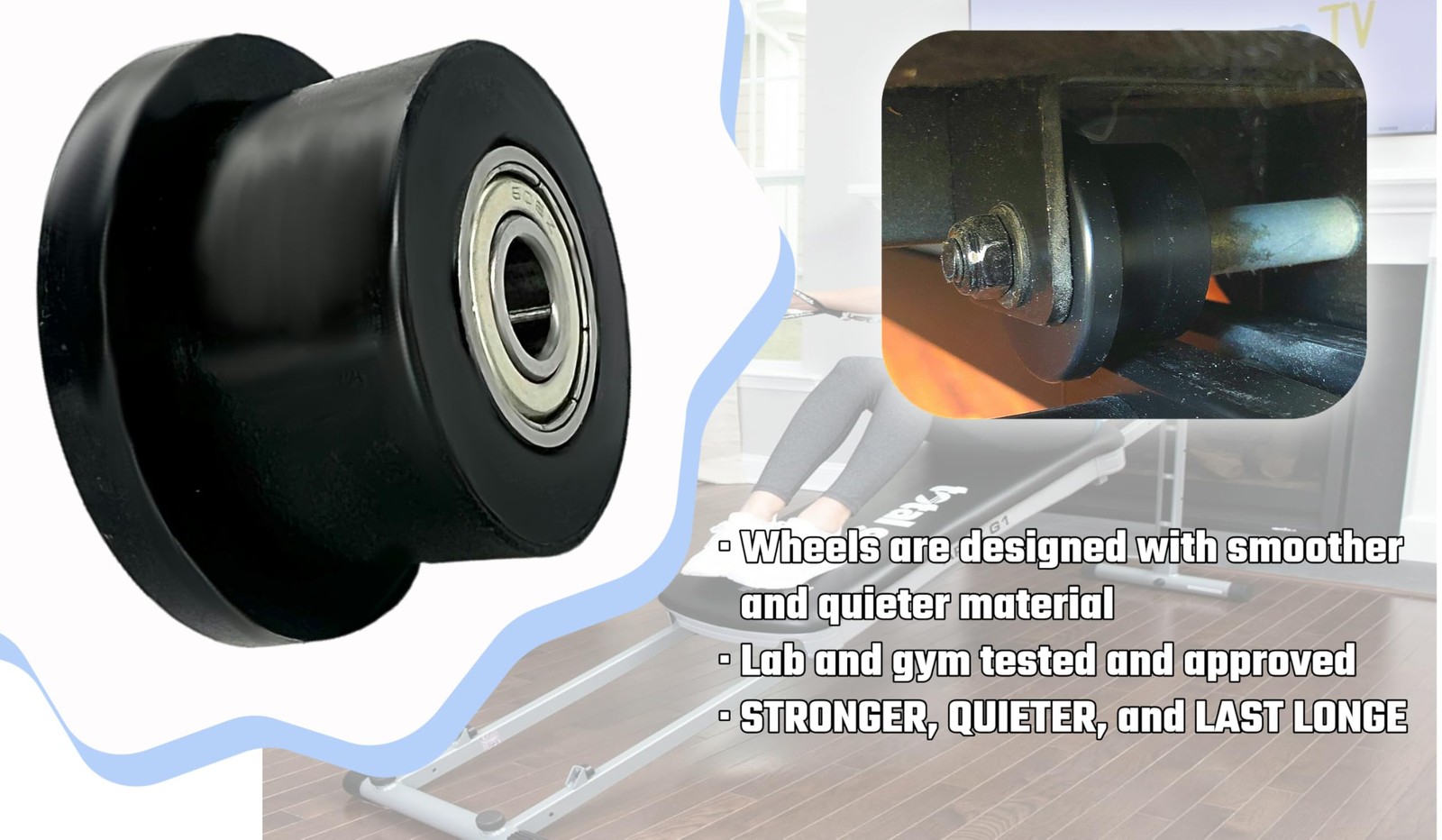 4-Pack Universal Gym Machine Roller Wheels - Heavy-Duty Black Plastic Rollers...