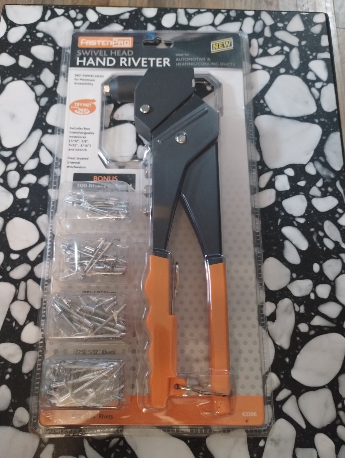 360° Swivel Head Rivet Gun, 100 Multi Rivets, Anti-slip, Heat treated internals