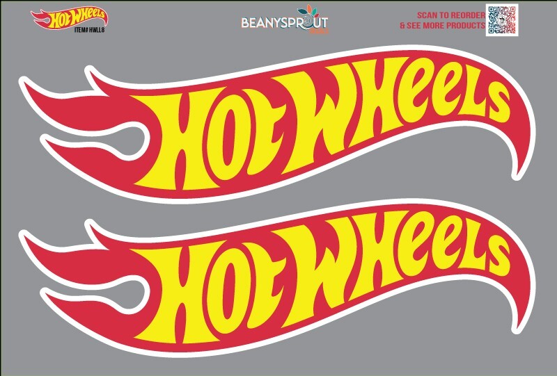 2 Hot wheels logos 8"l x 2.5"h (each decal)  decal sticker for laptop, car, etc.