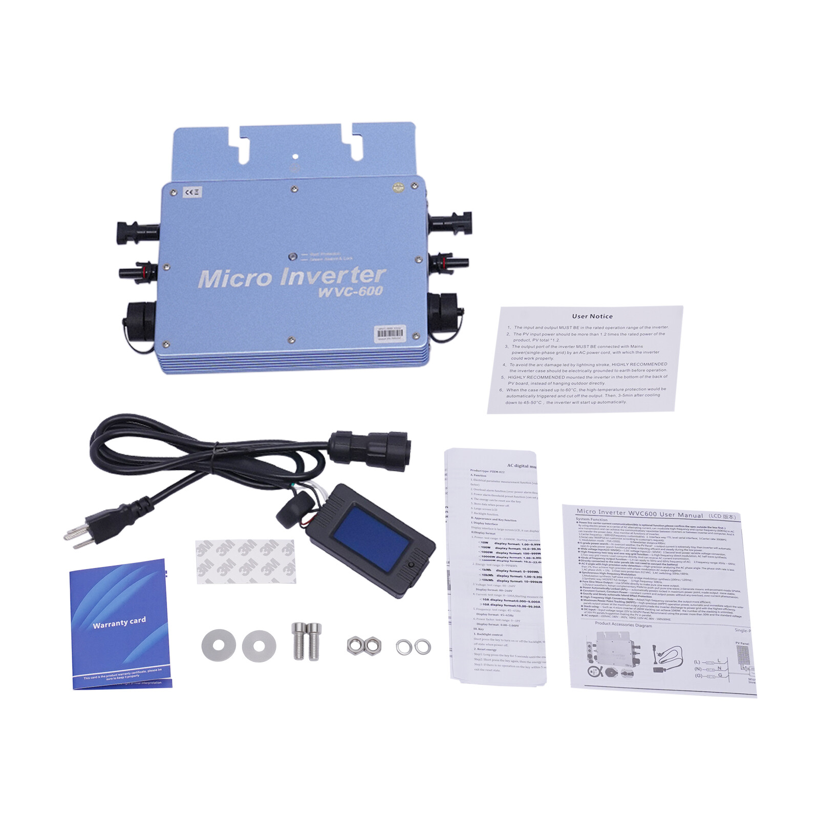 IP65 Waterproof 600W Solar Microinverter with LCD Display for Efficient Power