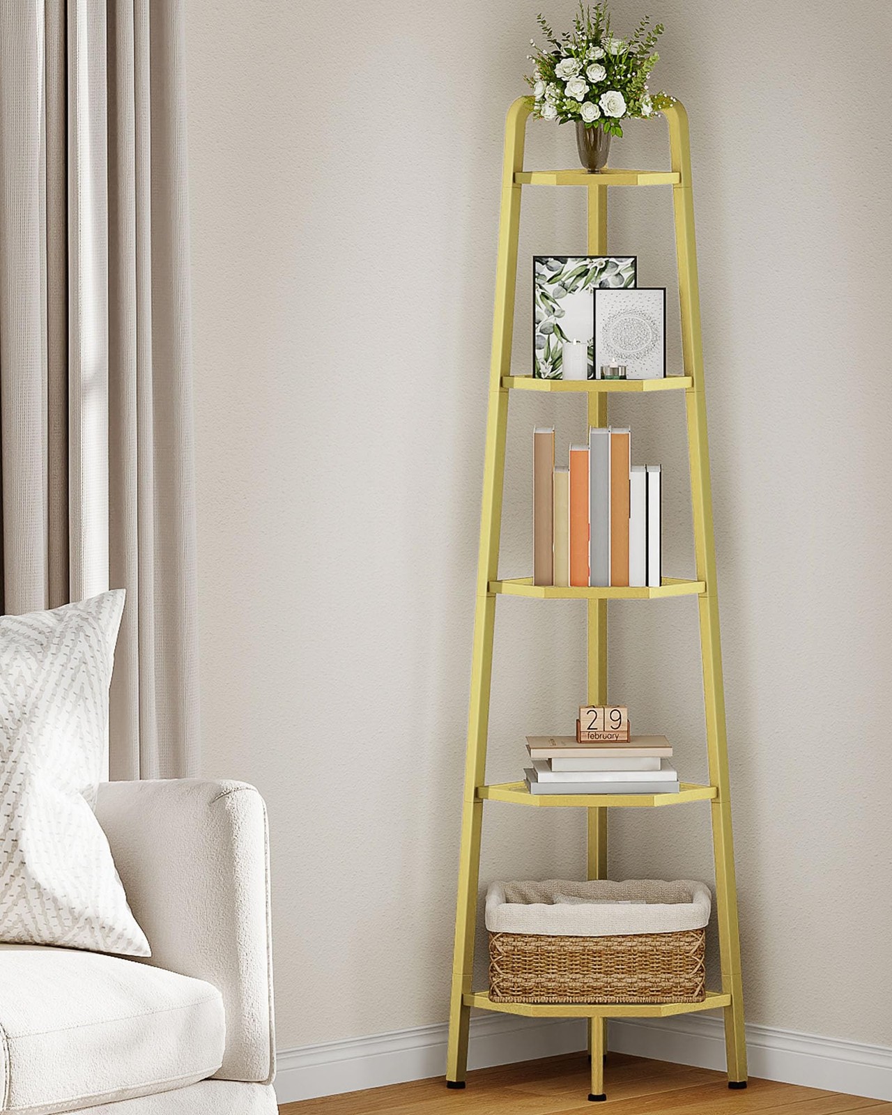 CHOEZON 5-Tier Corner Shelf, 59.6” Corner Storage Stand, Floorstanding Dis