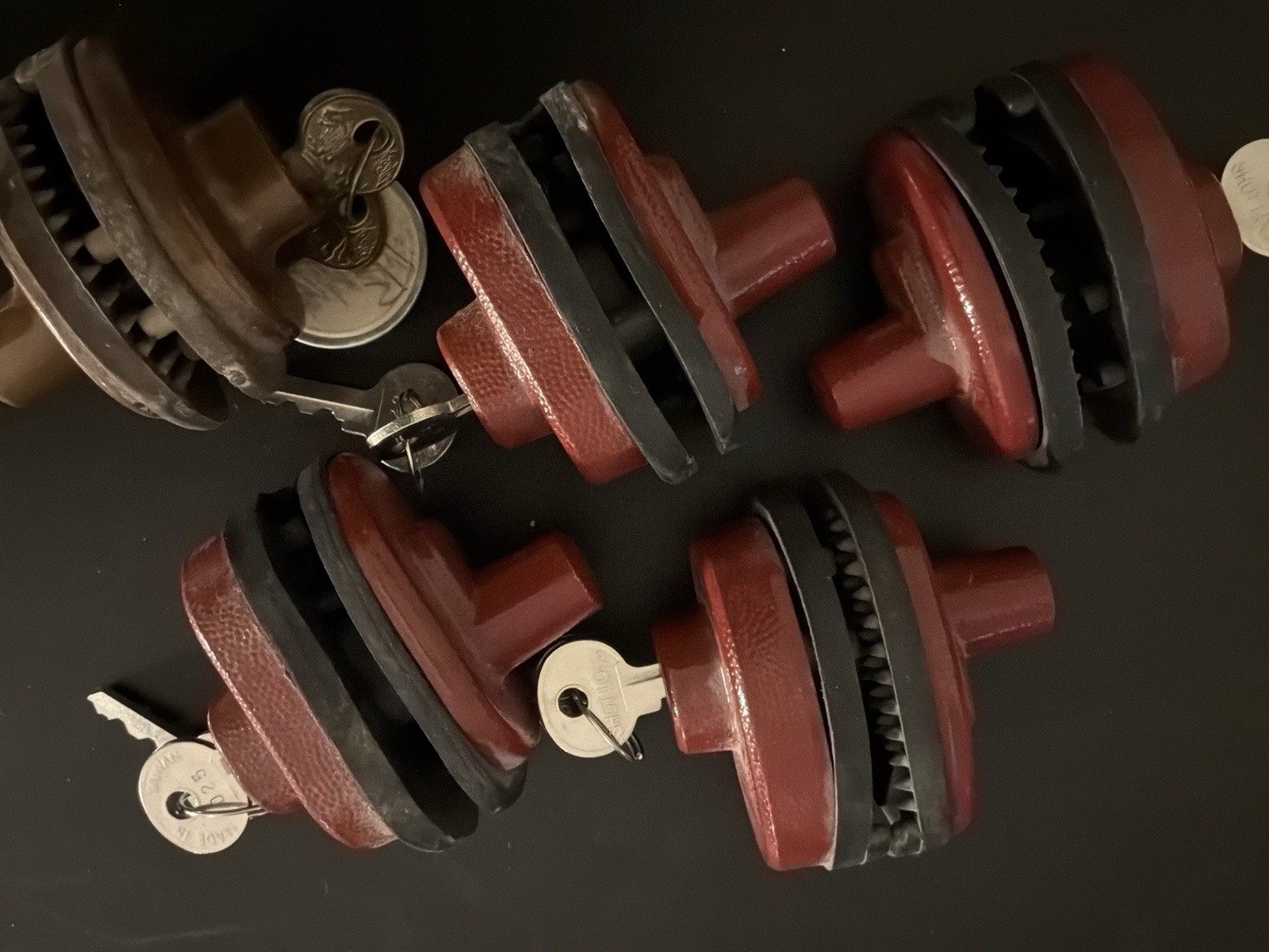 FIVE TRIGGER LOCKS WITH KEYS