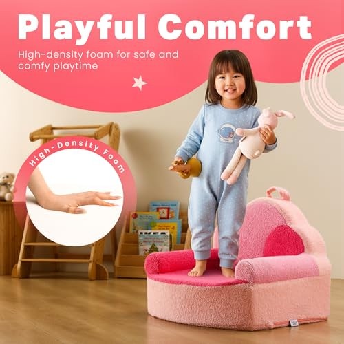Toddler Foam Chair | Cute Pink Soft Lounge Chair for Toddler Girls Ages 1–4 |