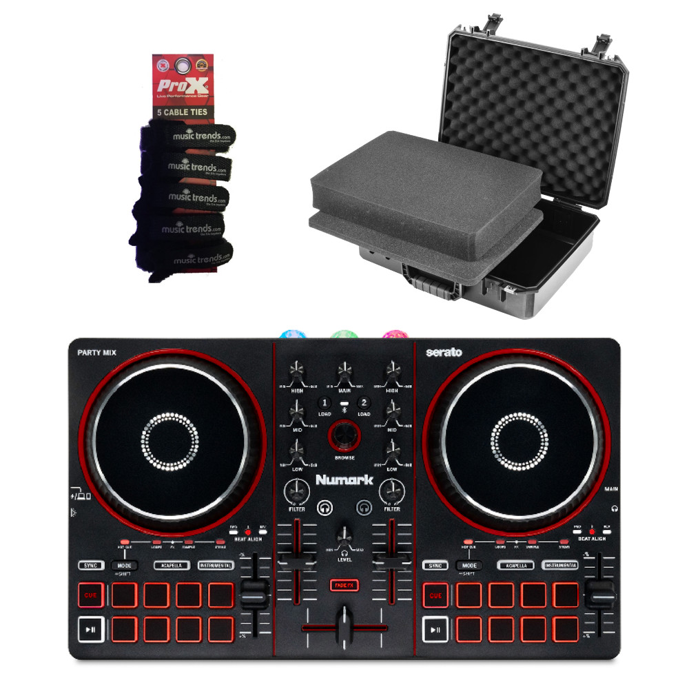 NUMARK PARTY MIX III 2-Deck DJ Controller w/Party Lights built-in + Case