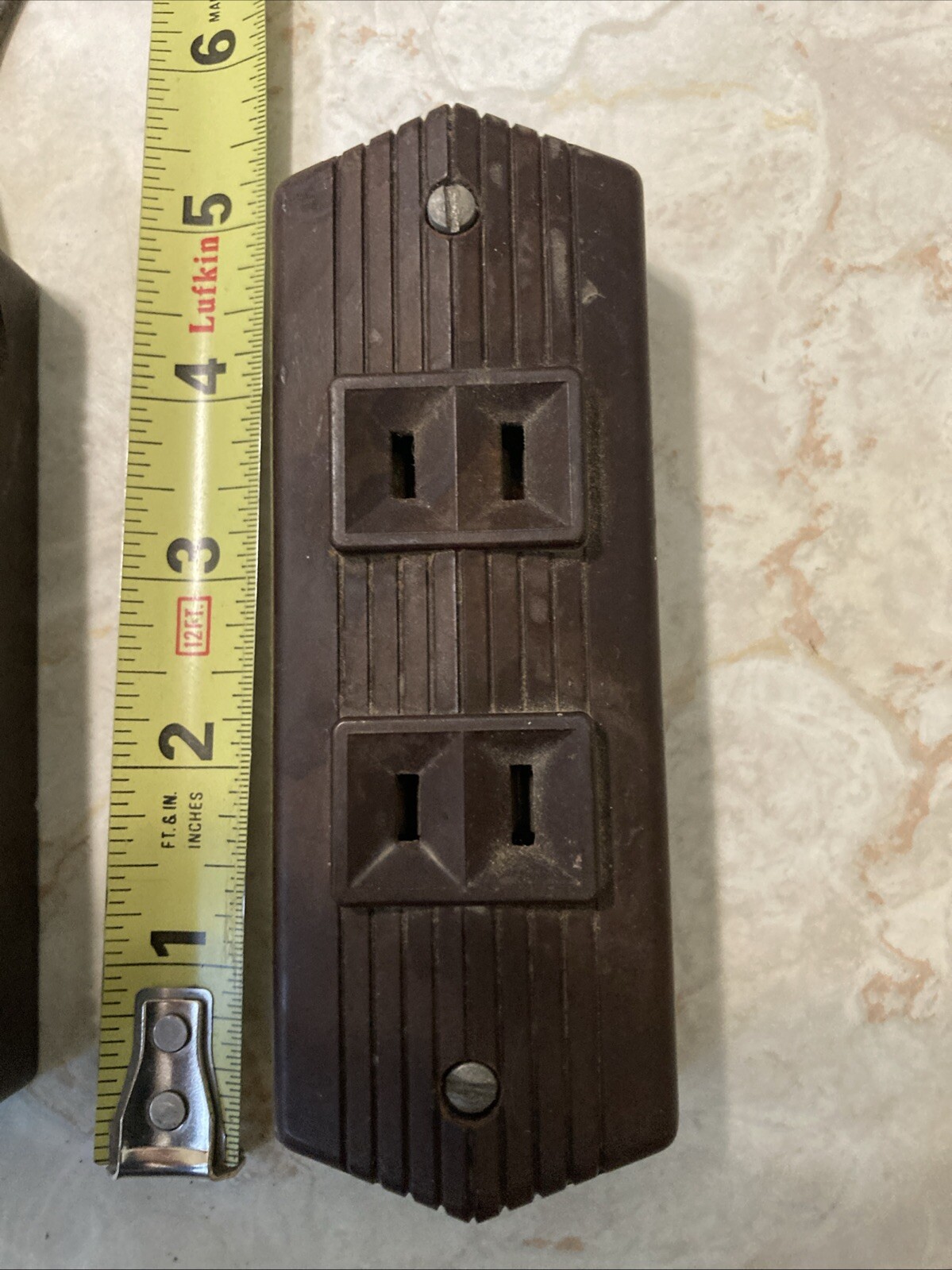 2 Different Brown Ribbed Tombstone Surface Mount Receptacle Outlets