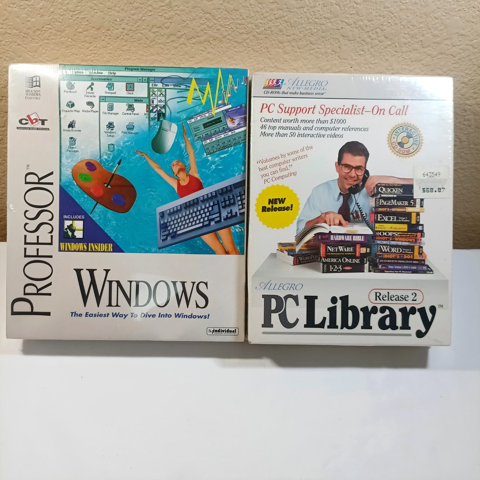 SEALED Vtg PC Software; Professor Windows 3.1; Allegro Media PC Library Rel 2
