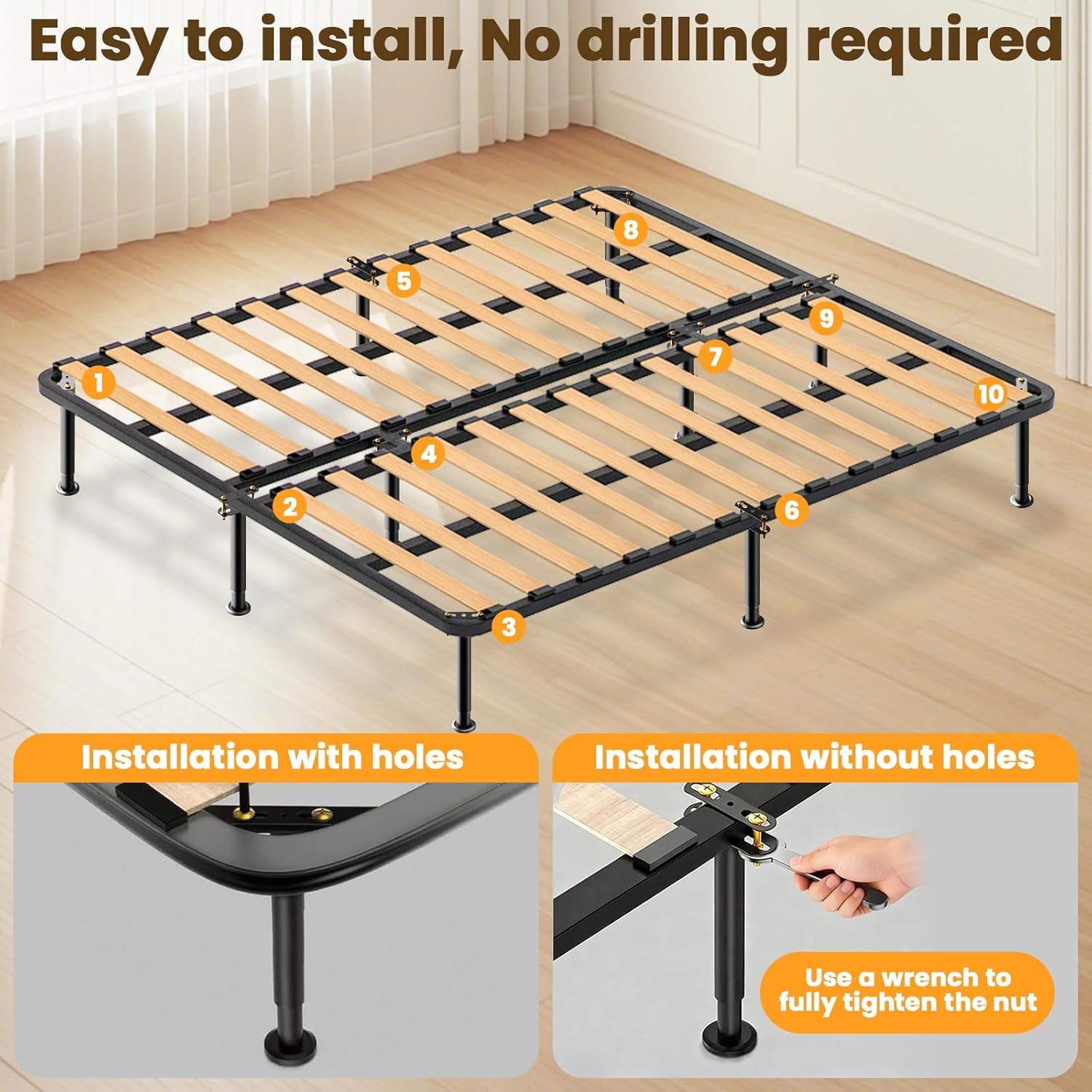 7.08-13 Inch Bed Frame Legs, 4Pcs Adjustable Bed Support Legs, Metal Bed Frame S