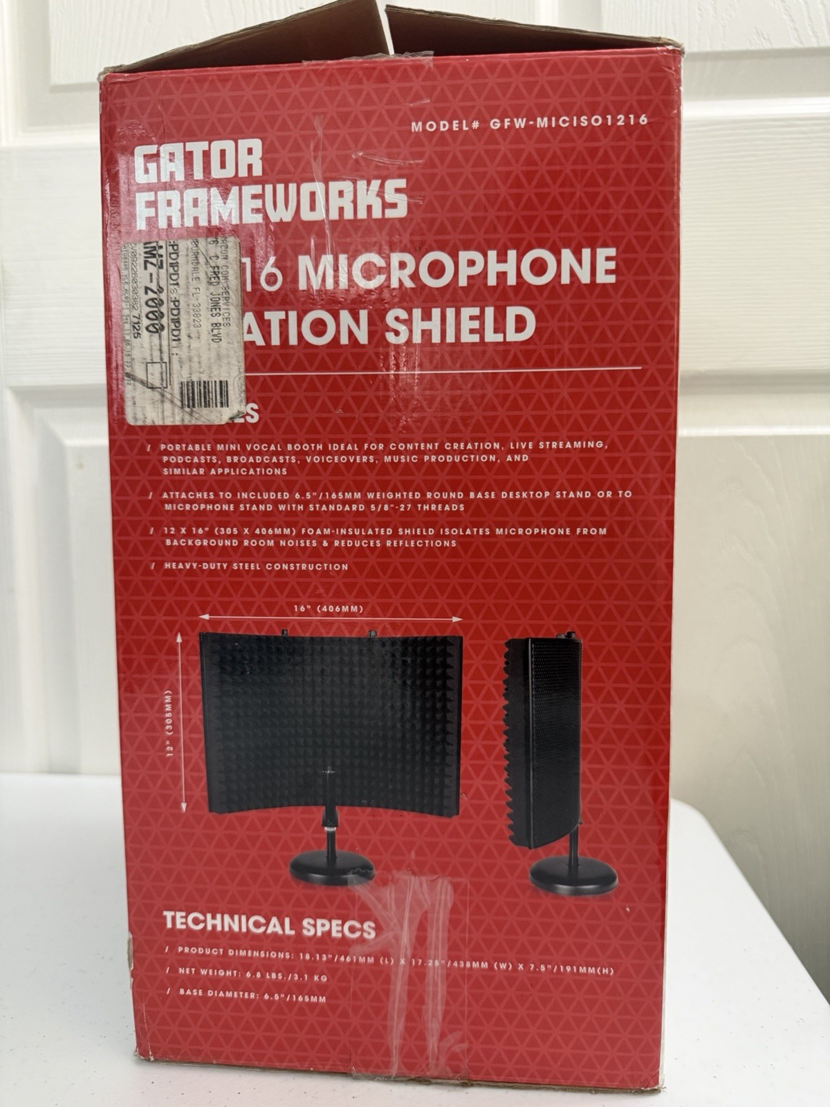 Gator Frameworks Portable Mic Isolation Shield Desktop Vocal Booth 12x16 w/Base