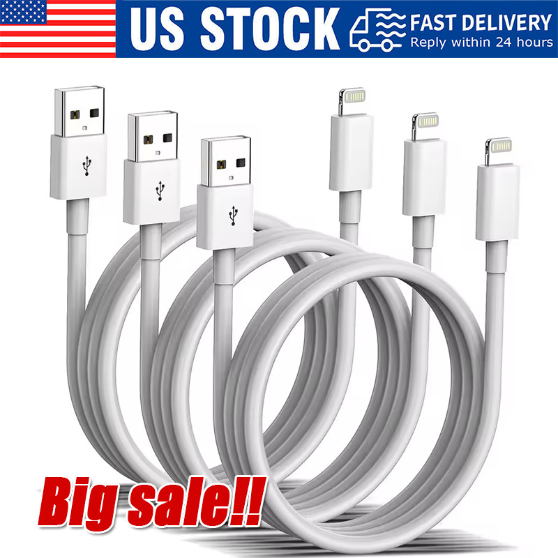 3PACK USB Data Fast Charger Cable Cord For Apple iPhone 5 6 7 8 X 11 12 13 MAX