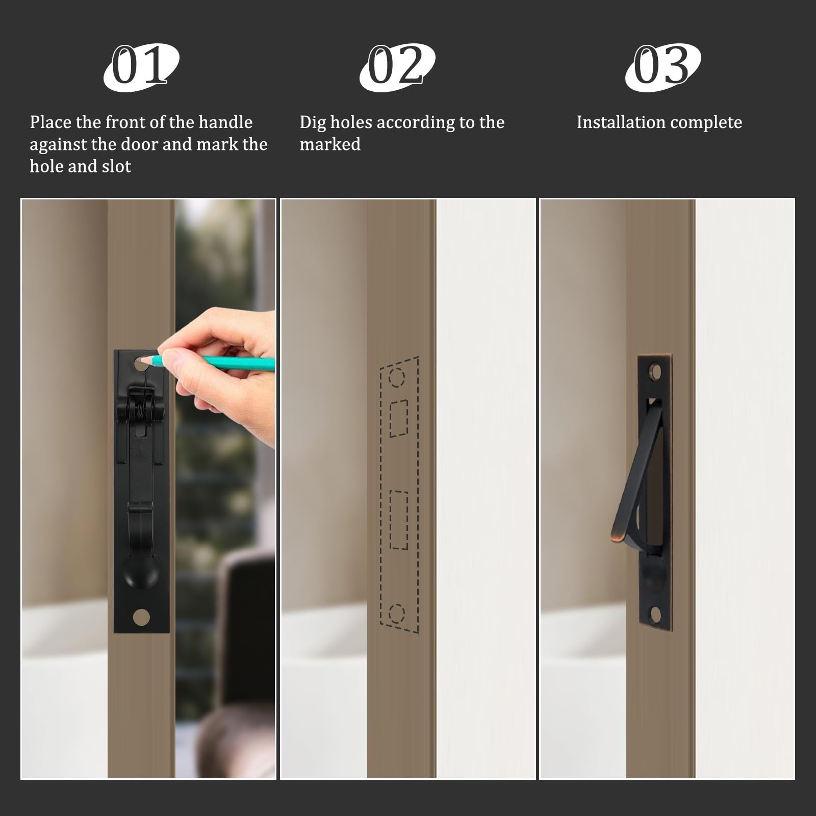Pocket Door Pull and Edge Pull Oil Rubbed Bronze Set, 6Inch Handles Hardware ...