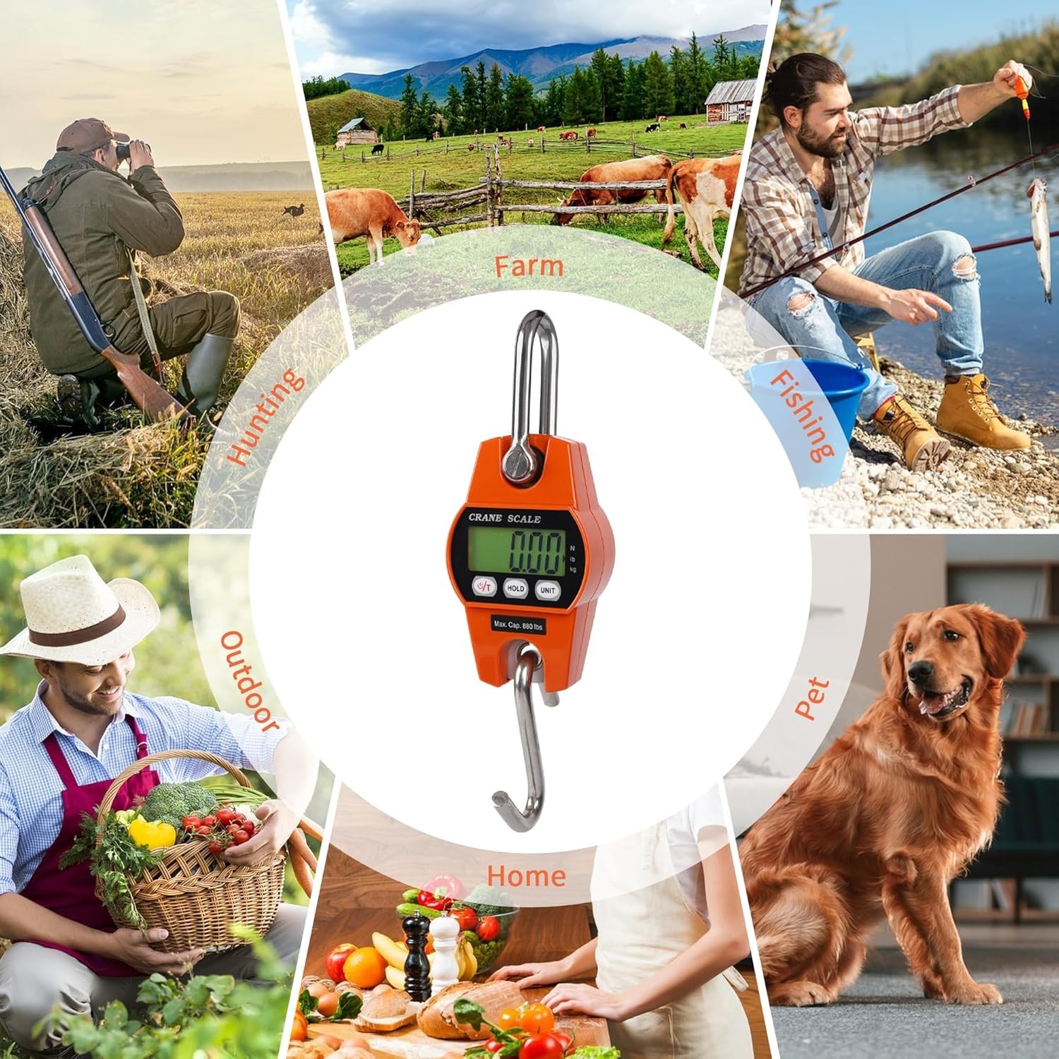 660lb/300kg Digital Crane Scale - Compact LCD Handheld Hanging Scale for Gara...