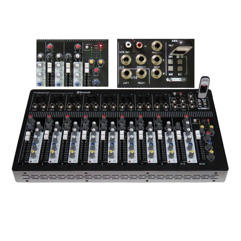 10 Channel Audio Sound Mixer Function Recording Mixing Console Effects USB Mix