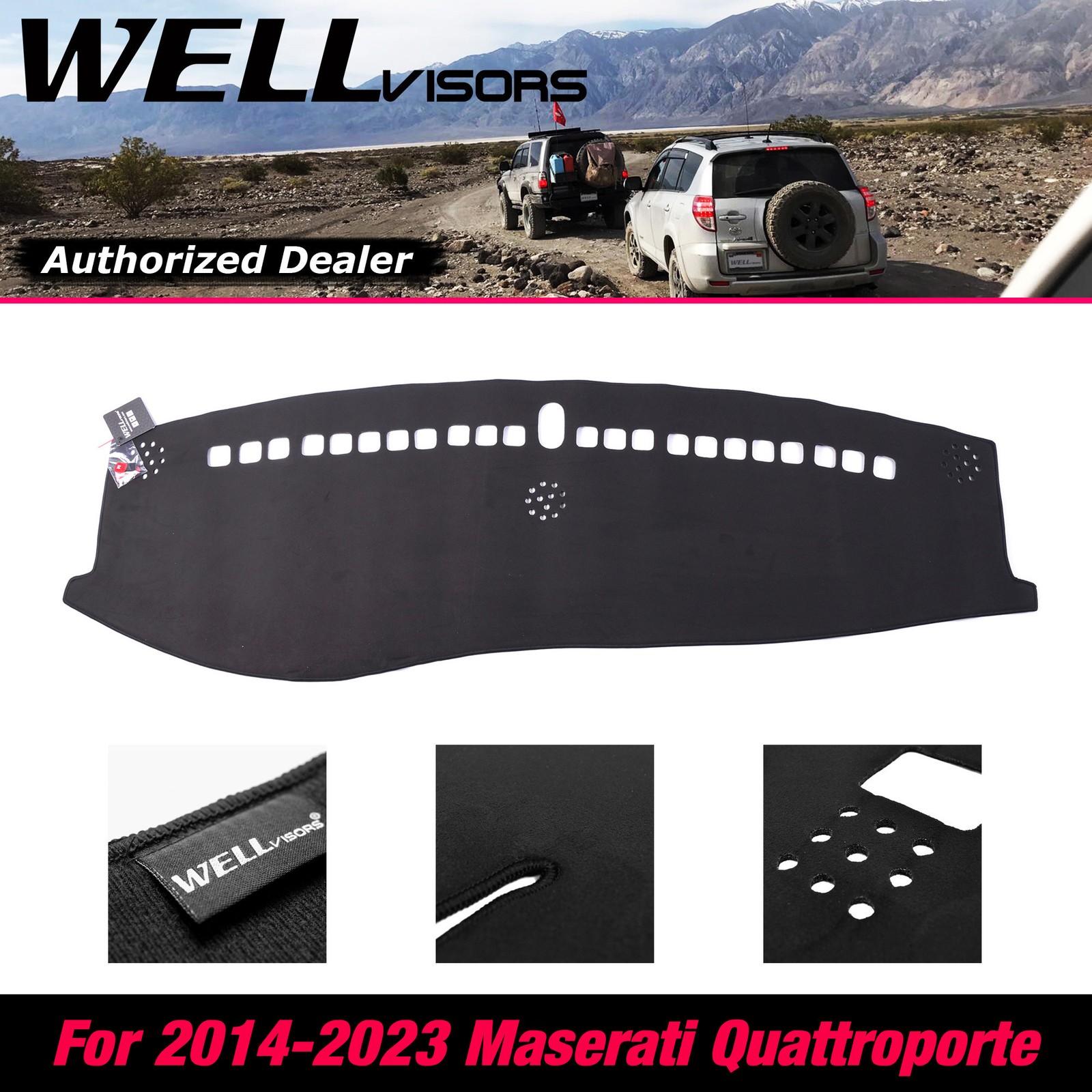 Suede Dash Mat Cover For 2014-2024 Maserati Quattroporte WELLvisors 3-777MA005