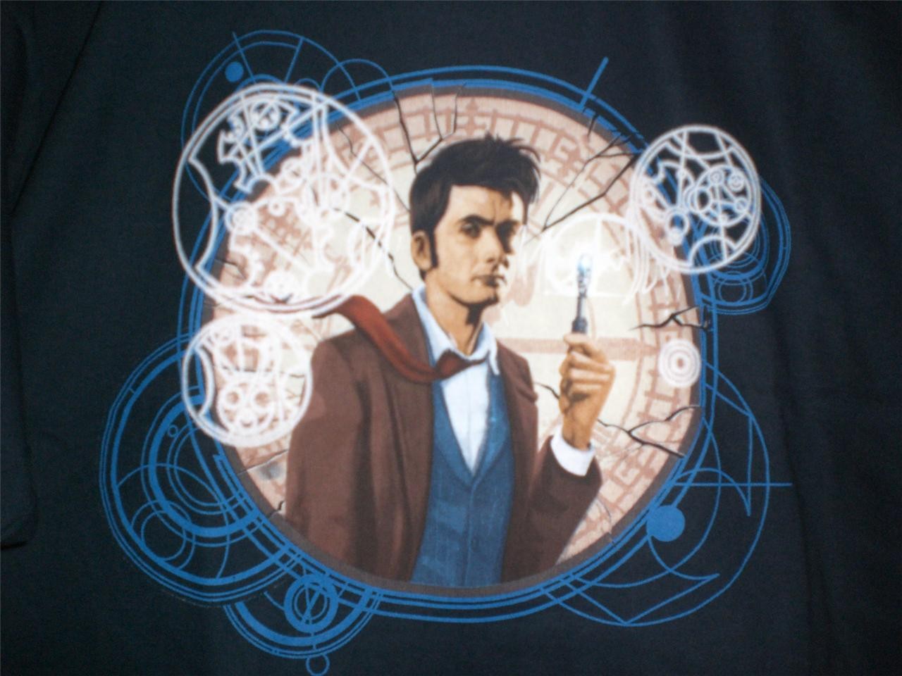 TeeFury Doctor Who LARGE "The Oncoming Storm" David Tennant Tribute Shirt NAVY