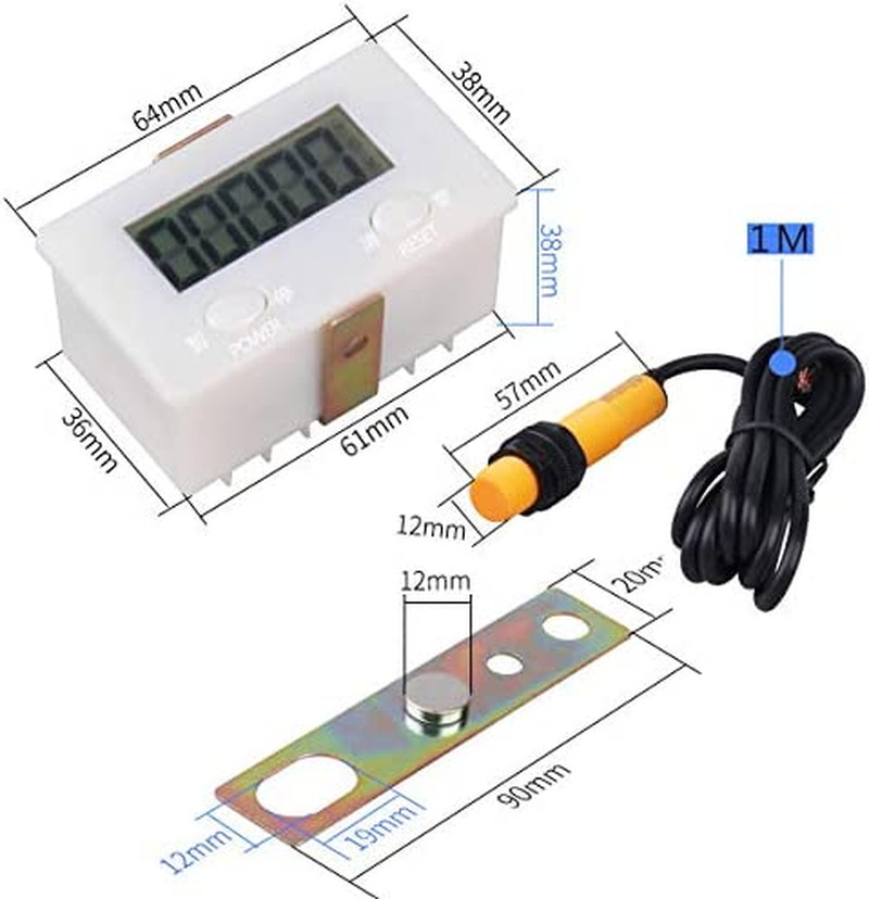 LCD Digital 0-99999 Counter 5 Digit plus up Gauge + Proximity Switch Sensor