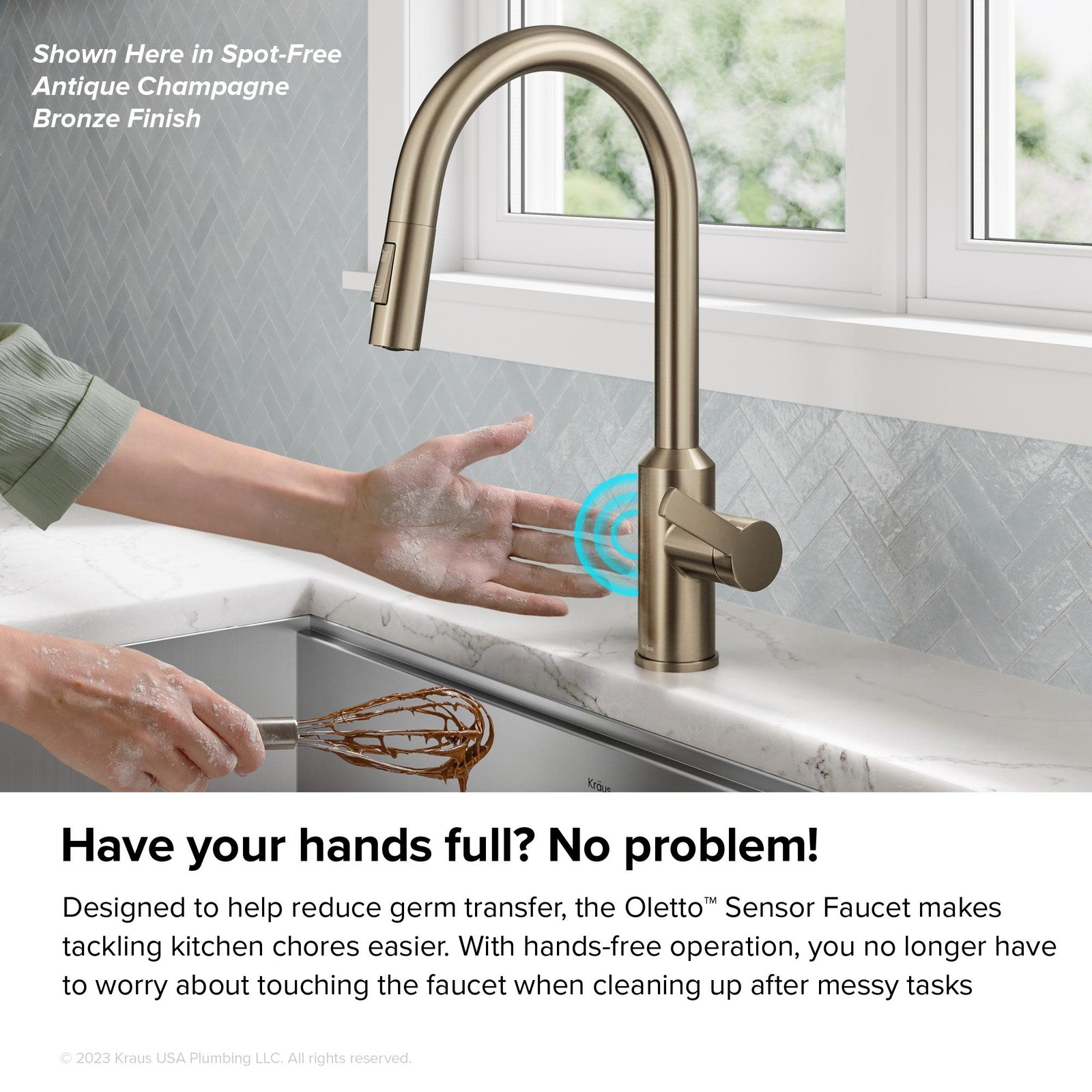 Kraus KSF-2830 Oletto Touchless Sensor Pull-Down Single Handle - Black