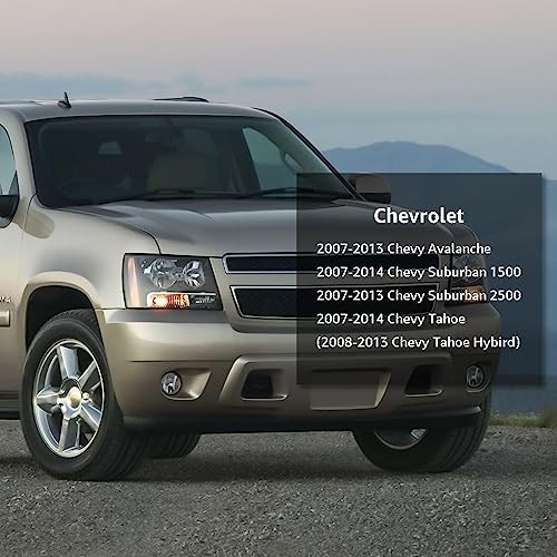 Headlight Assembly For 2007-2013 Chevy Avalanche Chrome Amber with Wire & Bulbs