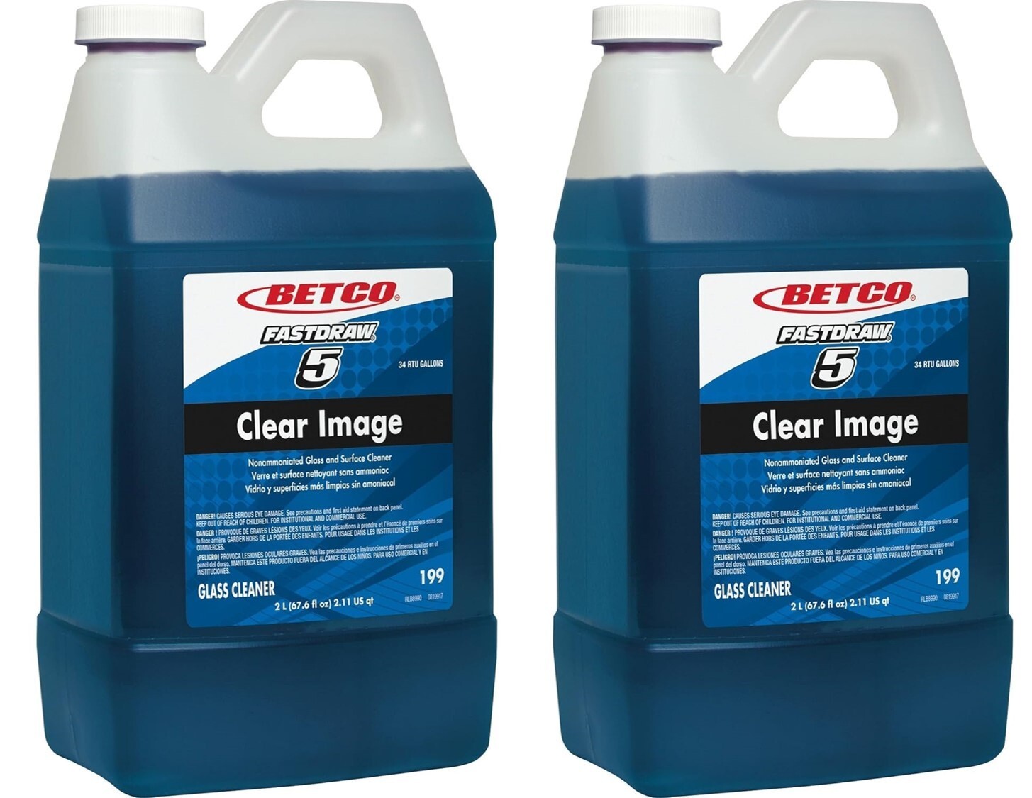 2x BETCO FastDraw 5 CLEAR IMAGE Nonammoniated Glass Cleaner 2L each NEW SCENT