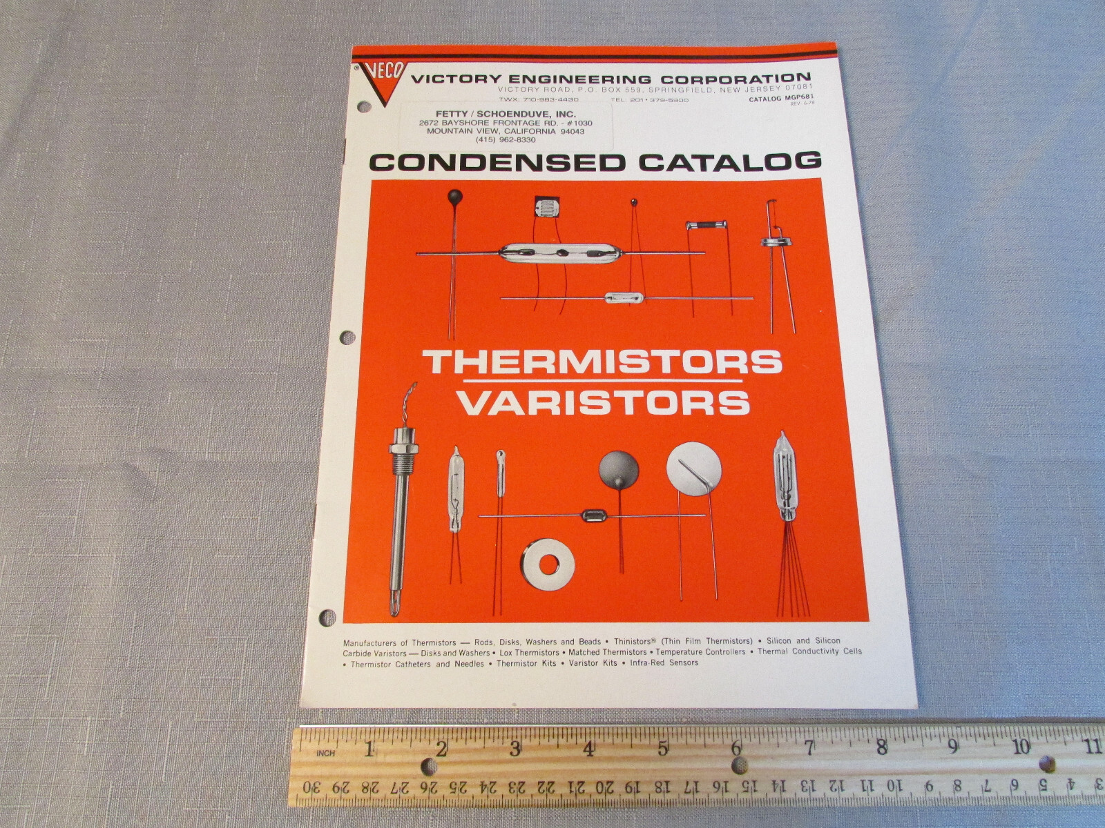 Victory Engineering Condensed Catalog Thermistors Varistors 1978