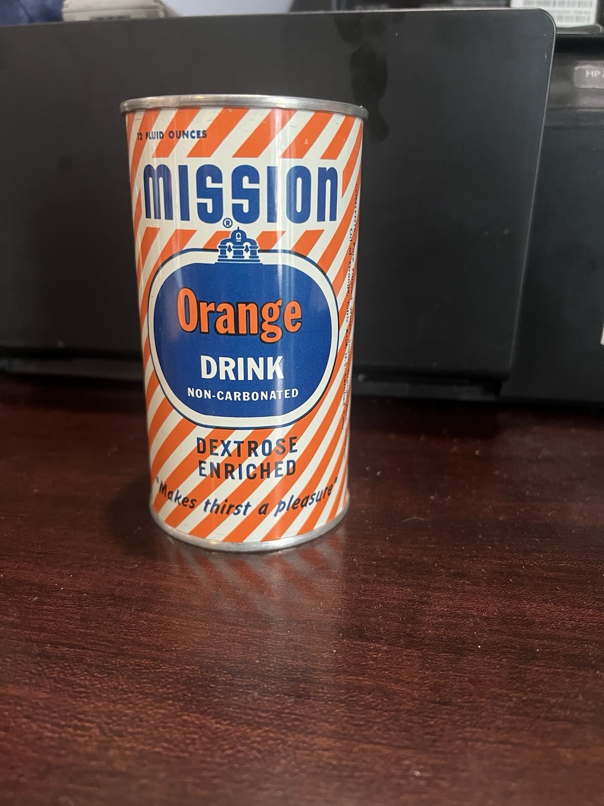 Vintage Mission Orange Los Angeles California Drink Flat Top 12Oz Steel Soda Can