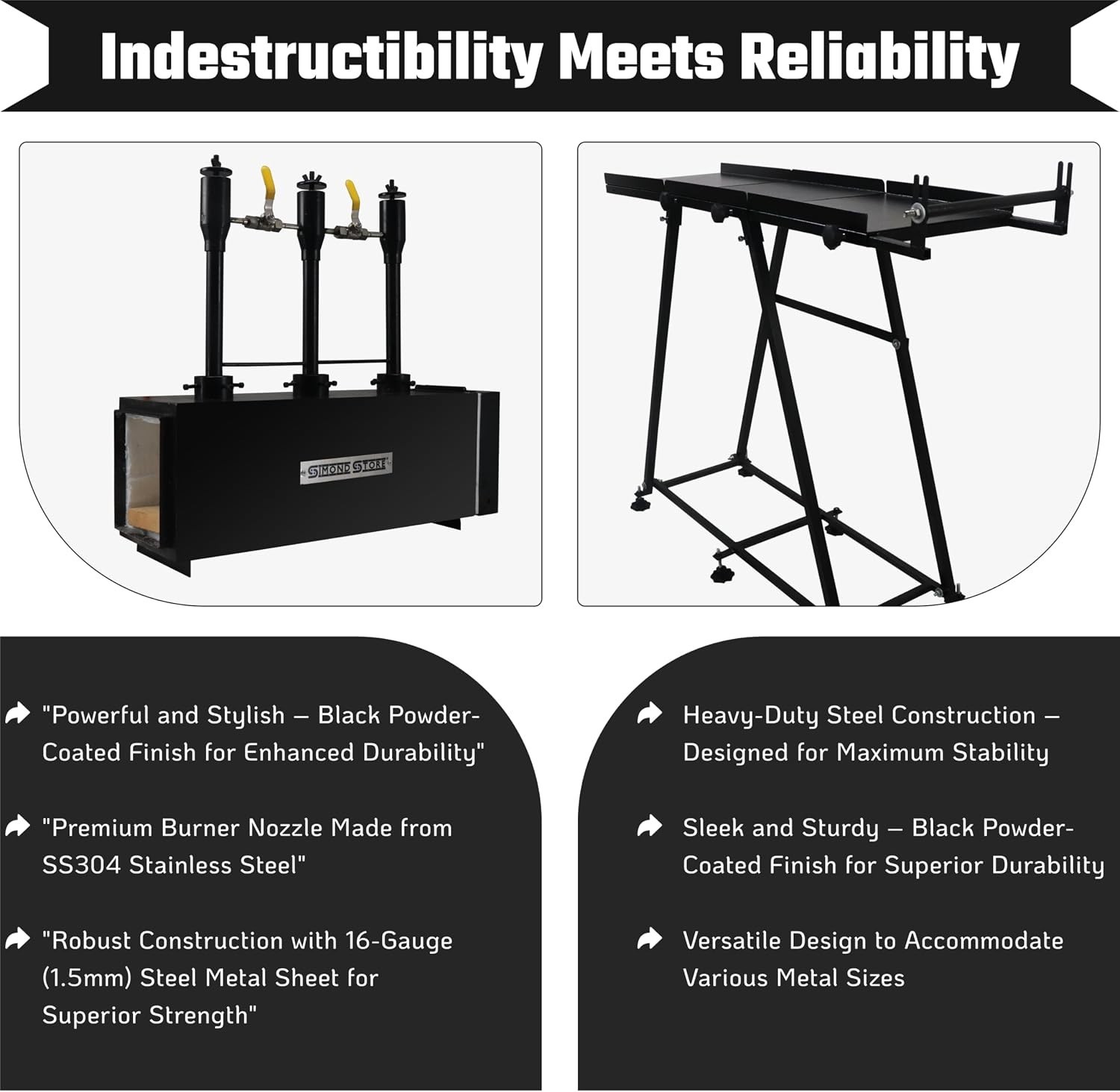 3 Burner Forge with Propane Forge Stand 24" X 12" Heavy-Duty Blacksmith Forge