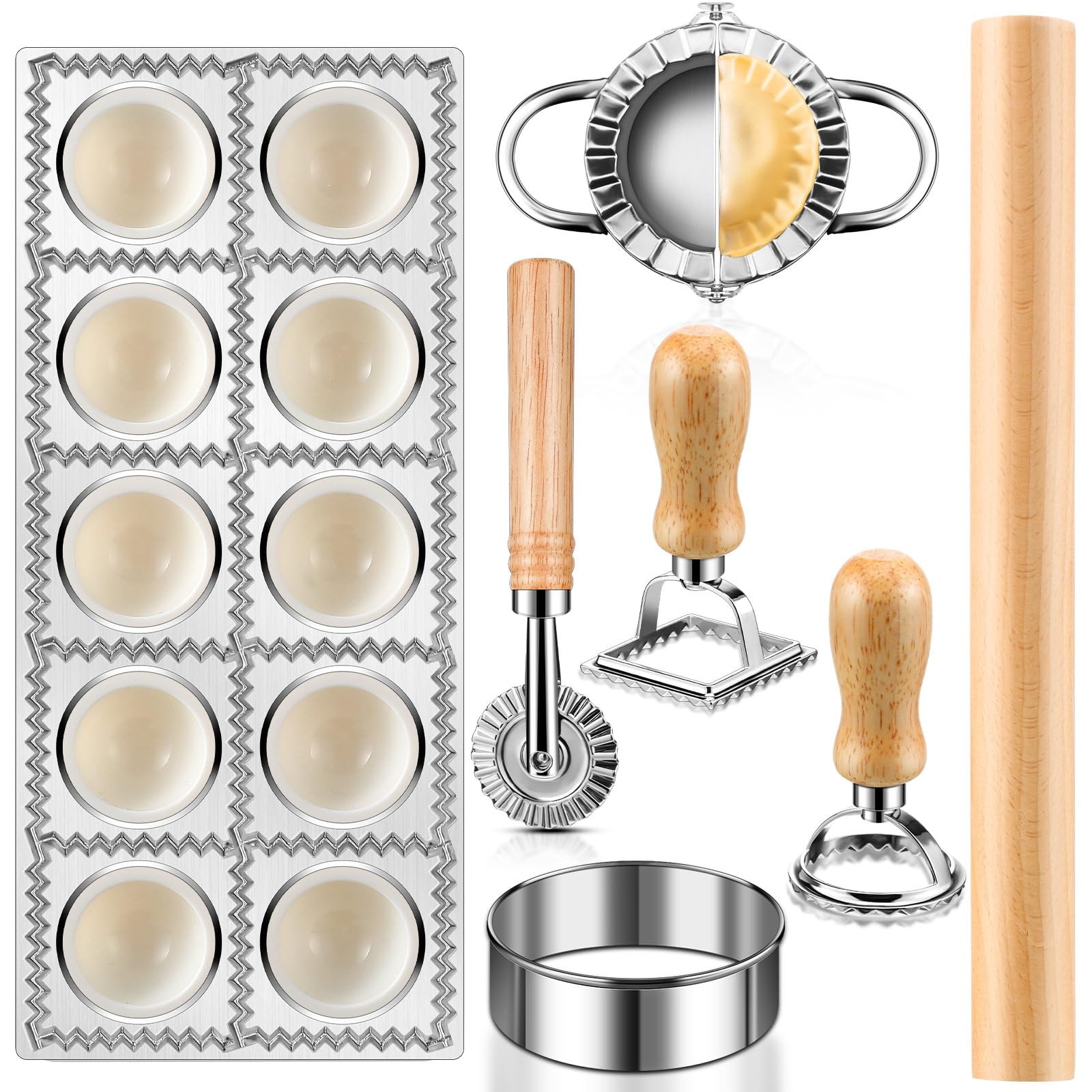 8 Pieces Ravioli Mold Set, As shown in the picture dimension, burlywood