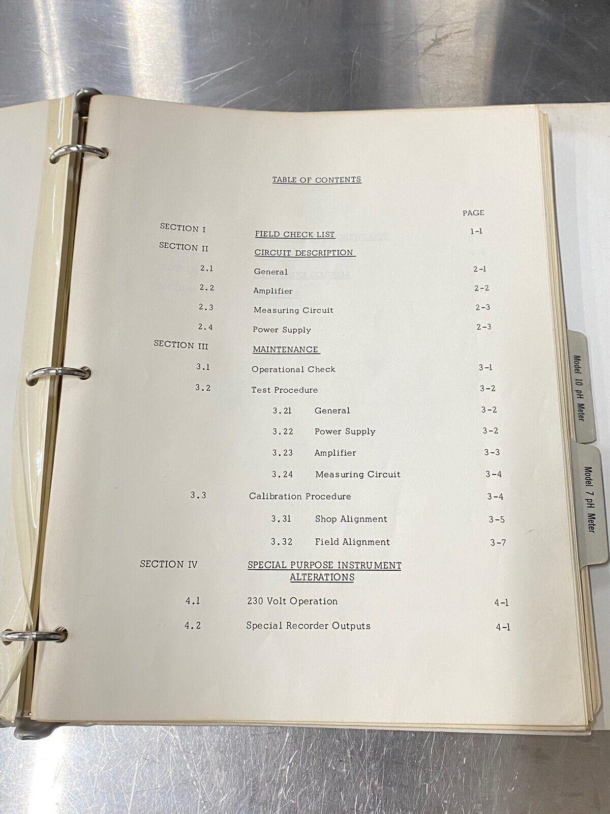 Corning 7 & 10 PH meter - Users Guide / Instruction Book / Manual