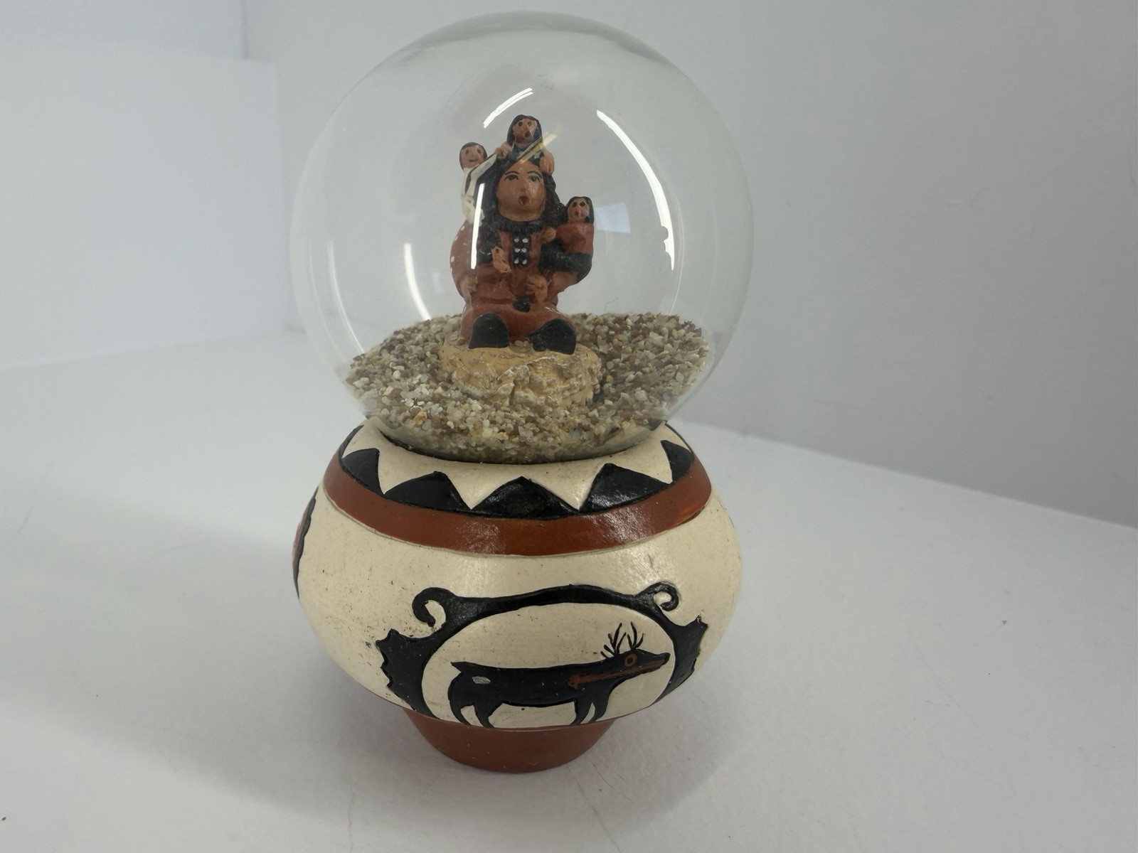 Miniature Native American 3” Sand Globe Storyteller & Children Figurine