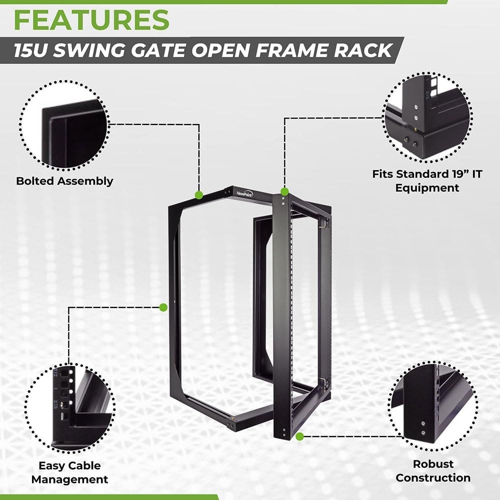 15U Open Frame Server Rack for 19" IT Network Equipment & A/V Devices Free
