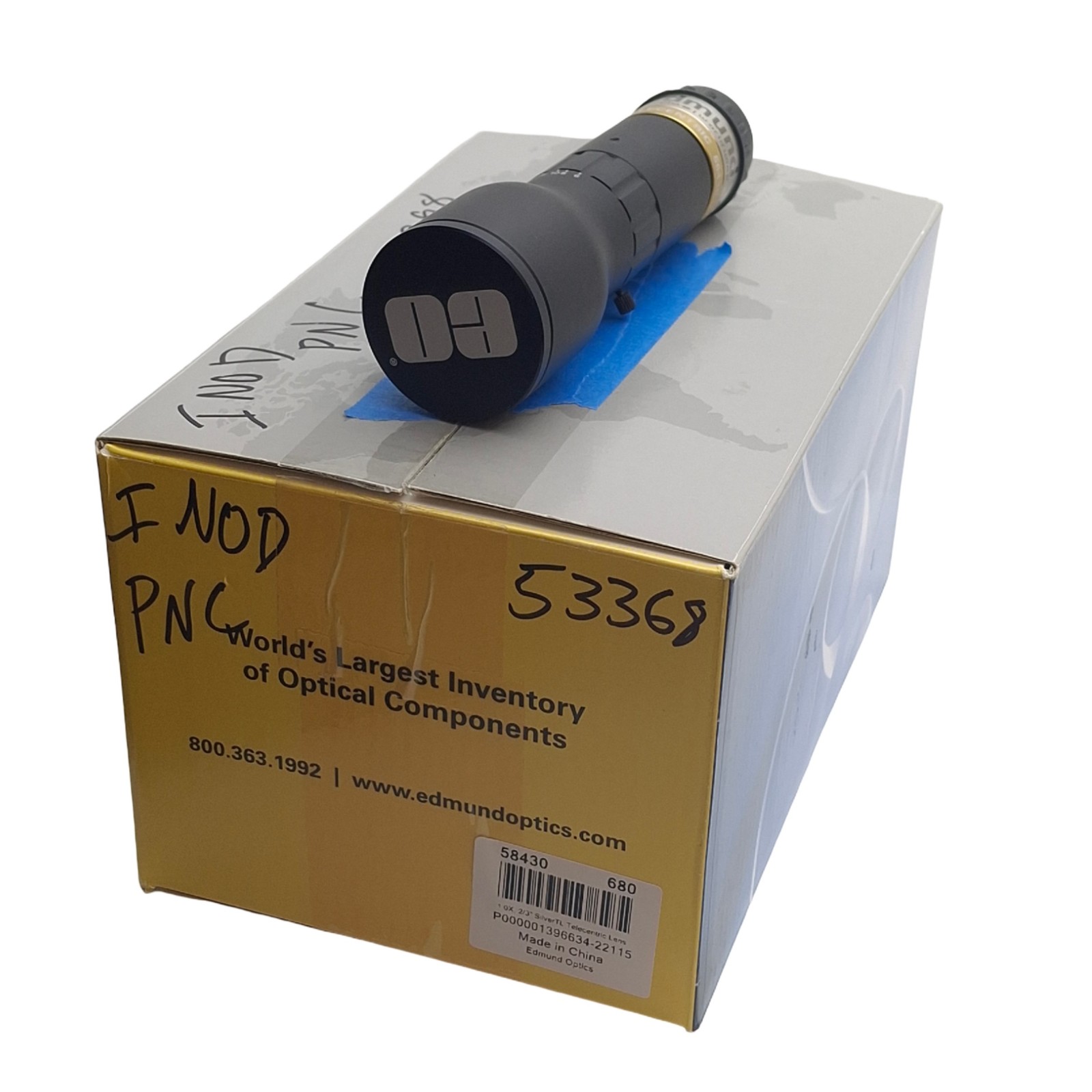 Edmund Optics 58-430 1.0X SilverTL Telecentric Lens, WD=83mm, F6-F22, 117mm L