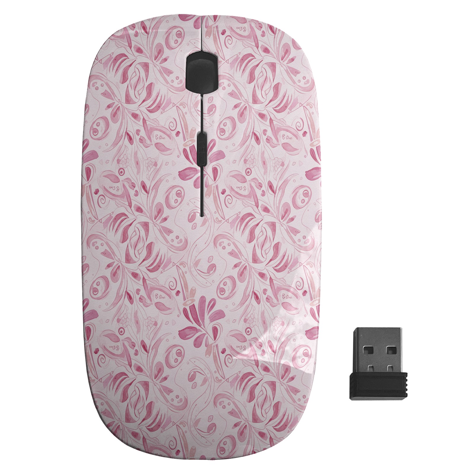 Flowers Pink Watercolor Pattern, Optical Wireless Mouse, Desktop Laptop Mice