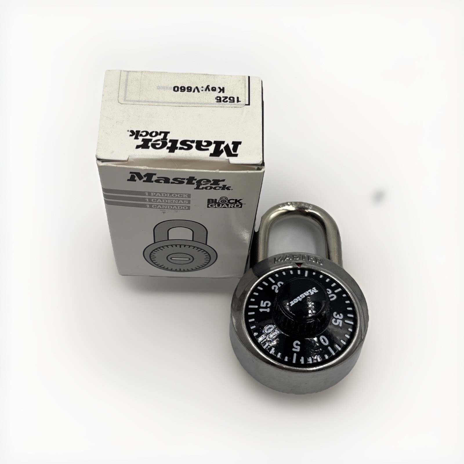Master Lock 1525 Combination Padlock Stainless Steel Body 3-Digit Locker Lock.