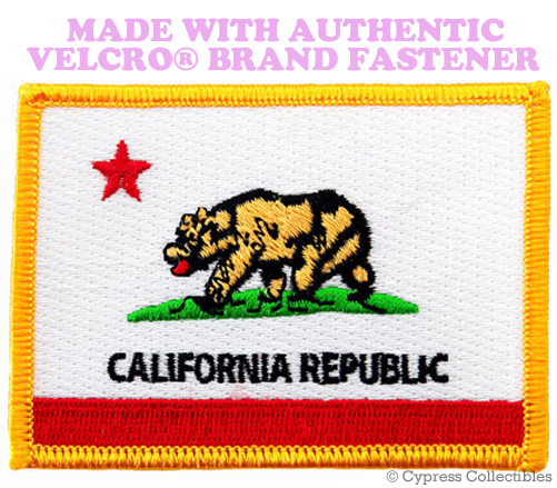 CALIFORNIA STATE FLAG PATCH EMBROIDERED CA APPLIQUE w/ VELCRO® Brand Fastener