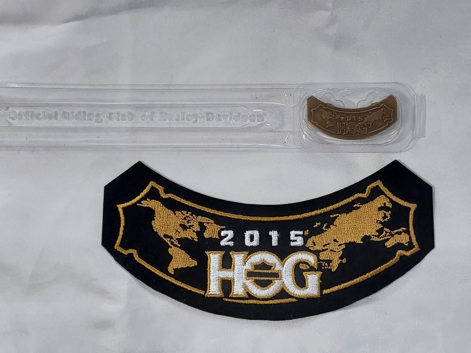Harley Davidson HOG Owners Rocker Patch & Vest Pin Set 2015 worldwide New