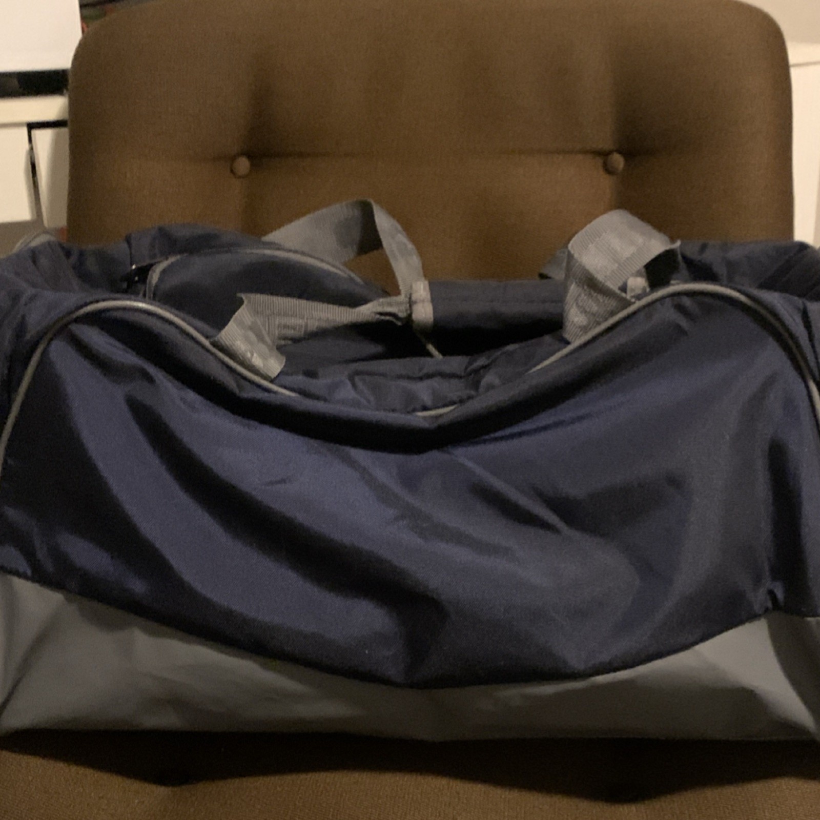 Under Armour Storm1 Duffel Gym Bag Navy Gray Polyester Inner Outer Pockets Zip