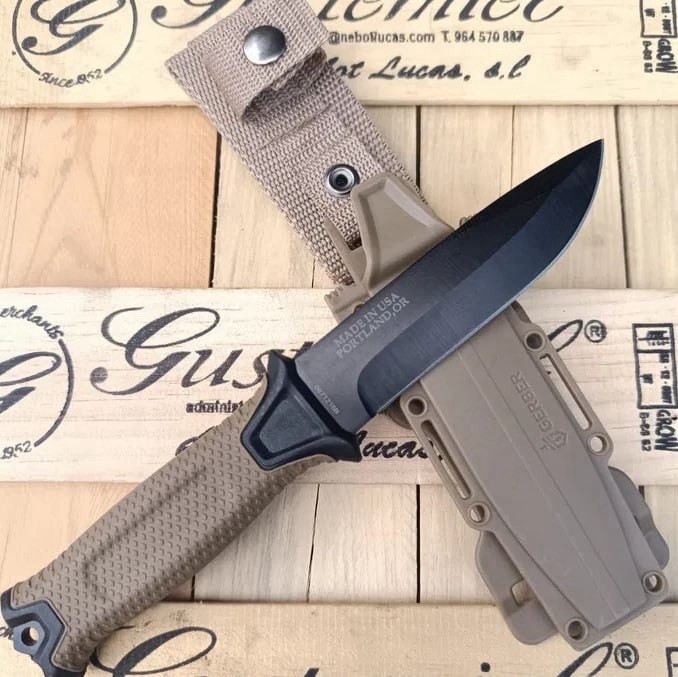 Gerber StrongArm Brown Fixed Blade Knife Coyote Tactical Survival w/ Sheath New