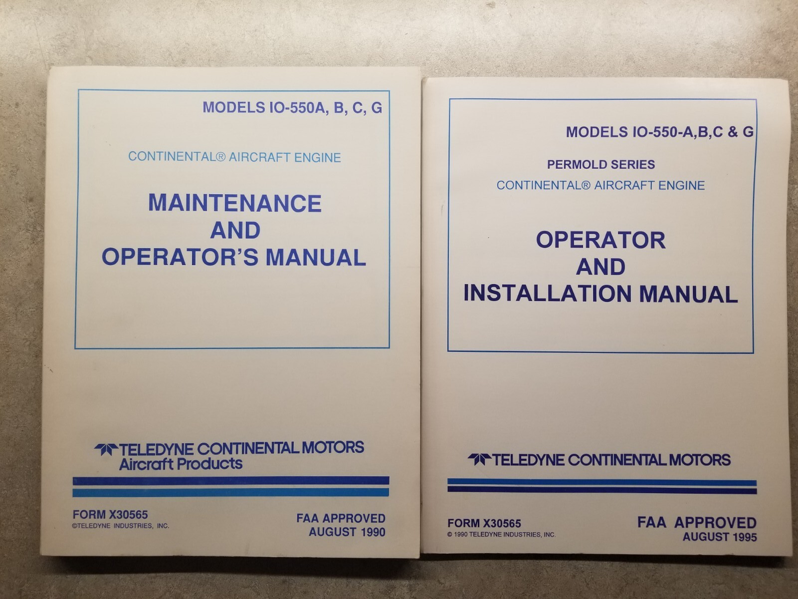 90s Continental Aircraft Engine Operator Installation Maintenance Manuals 10-550