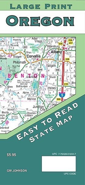 Large Print State Map of Oregon, by GMJ Maps