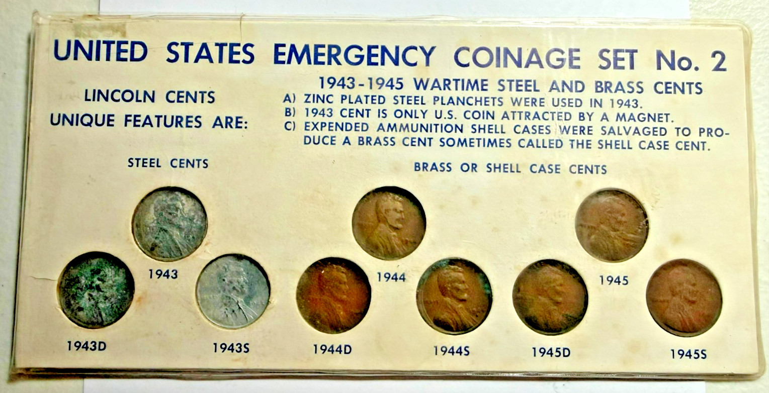 United States Emergency Coinage Set No. 2 Wartime Steel & Brass Cents